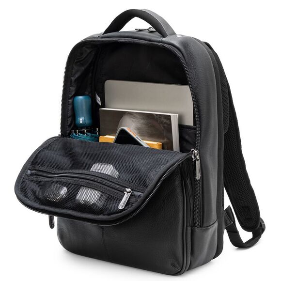 Alpine Swiss 13” Laptop Travel Backpack Genuine Leather Slim Carry On Daypack - Picture 5 of 6